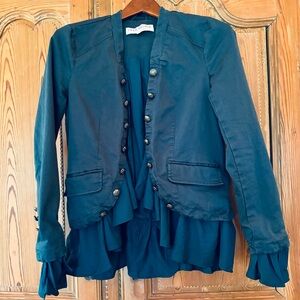 Free People Teal Military Jacket